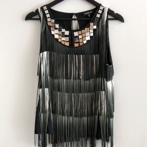Bebe Flapper Style Fringe Top